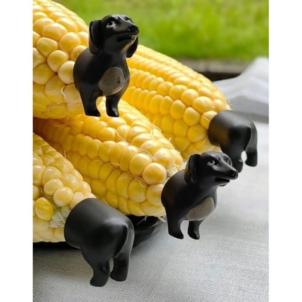 NEW Charcoal Companion Weiner Dog Corn Holders set of 4 Dachshund Summer Fun